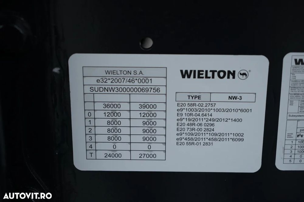 Wielton WIELTON / BASCULATOR / 26 M3 / GREUTATE: 4700 KG / CP CHUTTER / AXĂ RIDICATĂ / - 23