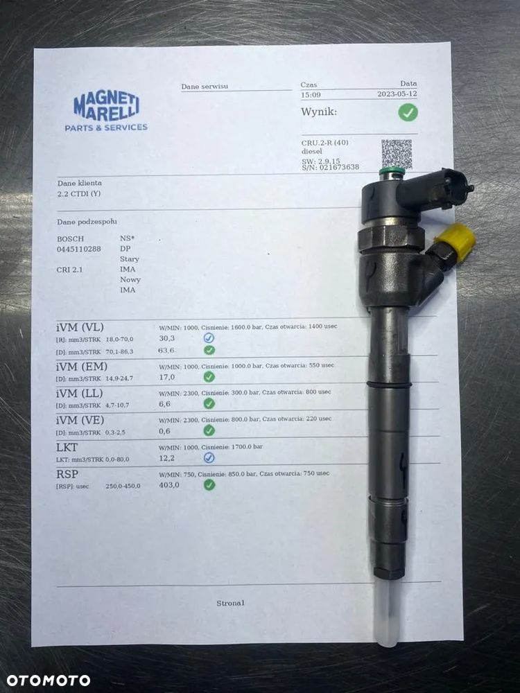 WTRYSKIWACZ TEST 2.2 CITD 0445110288 WTRYSK IMA HONDA ACCORD VII 7 CIVIC CRV - 2