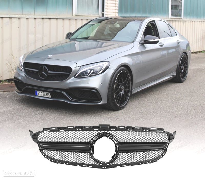 GRELHA FRONTAL MERCEDES W205 FACELIFT 18- LOOK AMG PRETO BRILHANTE - 1