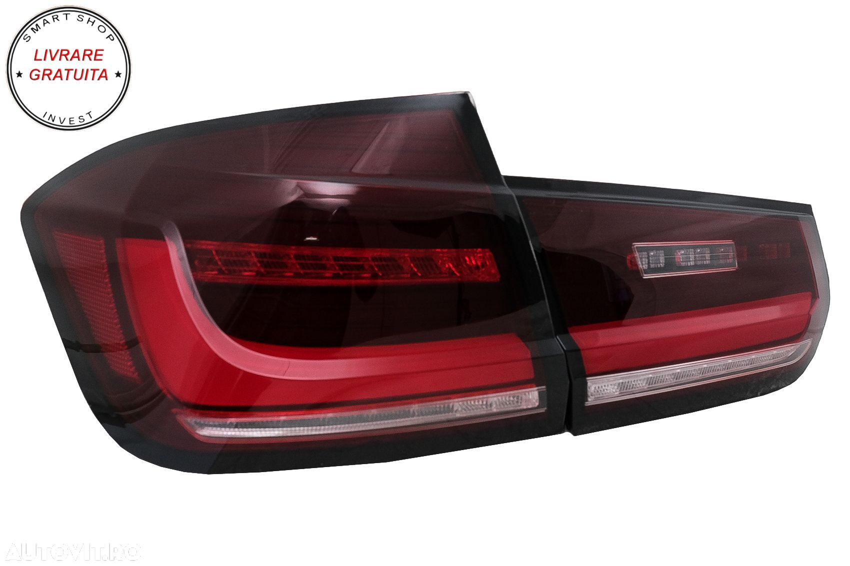 Stopuri LED BAR BMW Seria 3 F30 (2011-2019) Rosu Clar cu Semnal Dinamic Secvential- livrare gratuita - 7