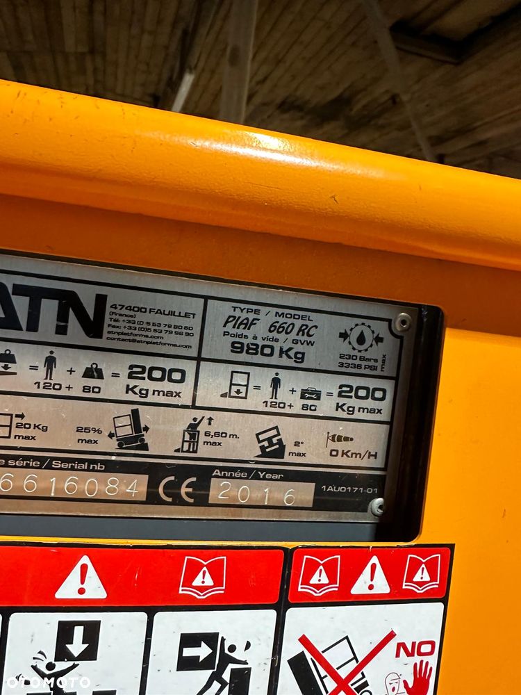 Inny Podnośnik Koszowy Zwyżka Pionowy Maszt ATN PIAF 660 RC Elektryczny - 10