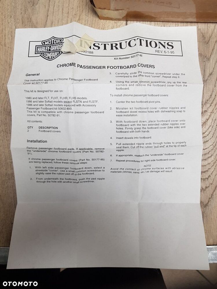 Wkłady Podestów Pasażera Para Harley Touring Softail  50177-95 - 8