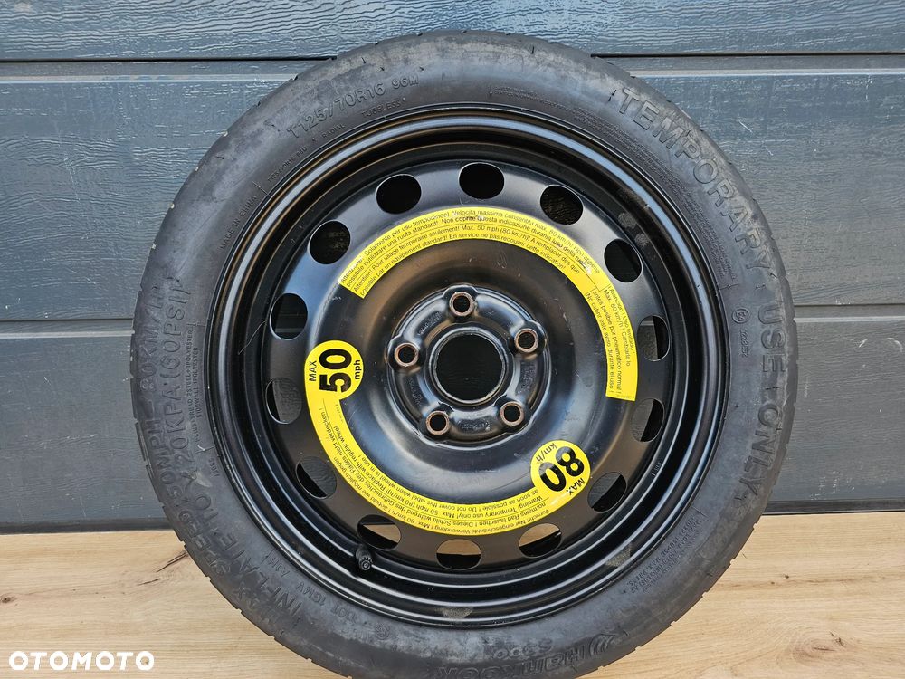 KOŁO DOJAZDOWE ZAPAS ZESTAW LEWAREK VOLKSWAGEN GOLF PASSAT JETTA CADDY SHARAN 16 CALI 5x112 ET25,5 - 13