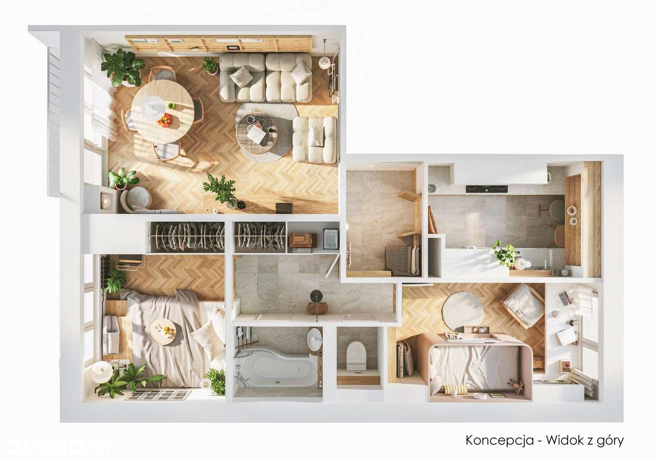 Słoneczne 3 pokoje z historią | 55 m² | balkon | rozkład | Karolew