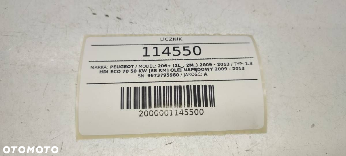 LICZNIK ZEGARY PEUGEOT 206 PLUS 1.4 HDI EUROPA 9673795980 - 5