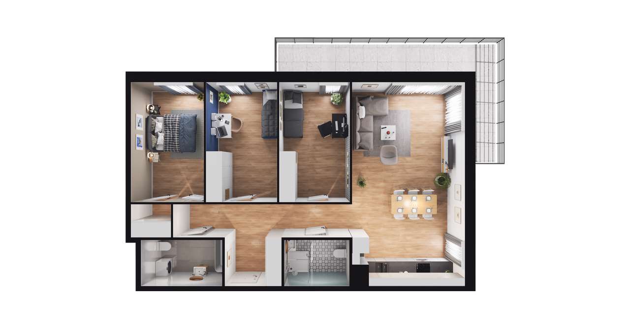 4-pokojowe mieszkanie 90m2 + balkon Bezpośrednio - Pełny obrazek: 2/23