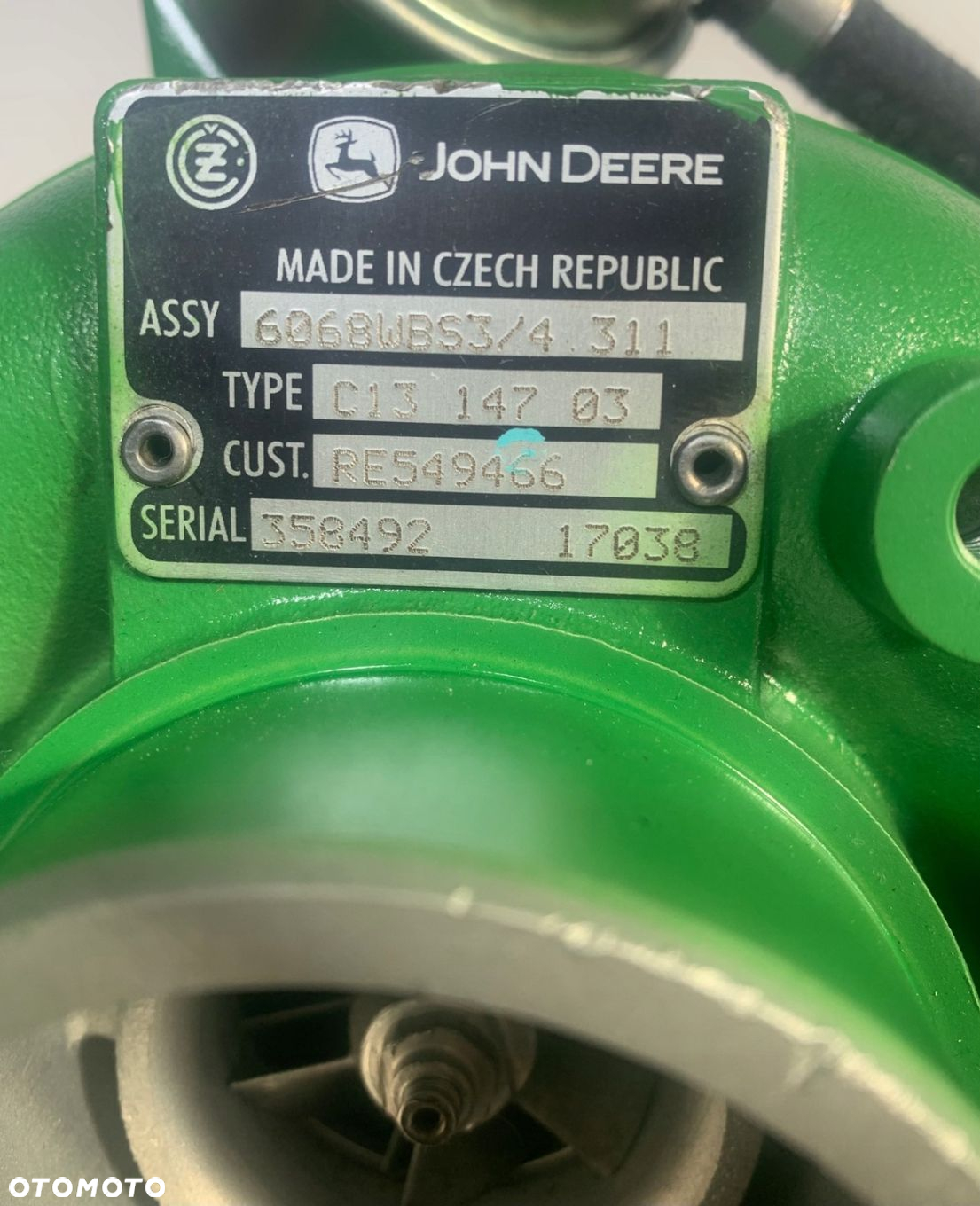 Turbosprężarka John Deere RE549466 RABAT500złOPIS - 3