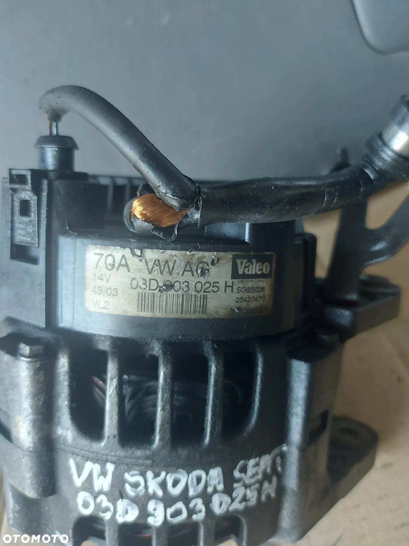 VW SKODA SEAT 1.2 ALTERNATOR VALEO 03G903025H 70A - 3