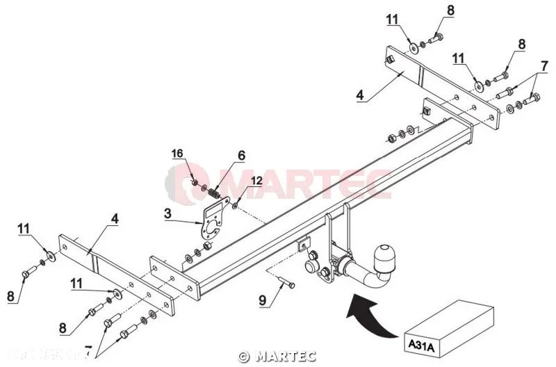 Wypinany hak holowniczy + Moduł 7 pin do AUDI Q3 od 2011-2018 - 2