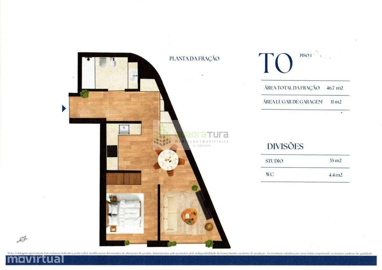 ESTÚDIO COSTA CABRAL | Com configuração de T1 | Lugar de Garagem - Grande imagem: 3/5