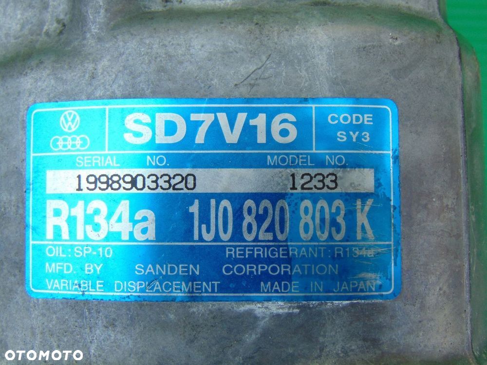 Sprężarka Kompresor klimatyzacji 1,9TDI 1,6B 1J0820803K Golf IV, A3 8L, Sharan, Bora - 2