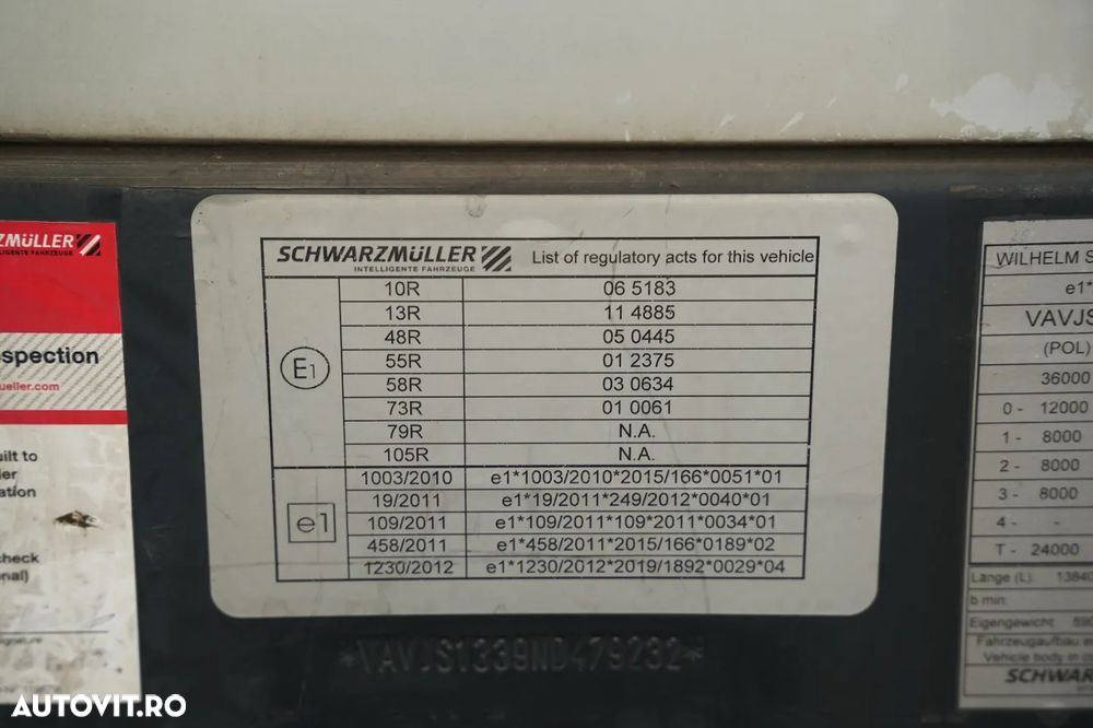 Schwarzmuller / SEMIREMORCĂ CU PRELATĂ (CURTAINSIDER) / STANDARD / SUPORT PALETI / AXĂ RIDICABILĂ / AXE SAF / - 28