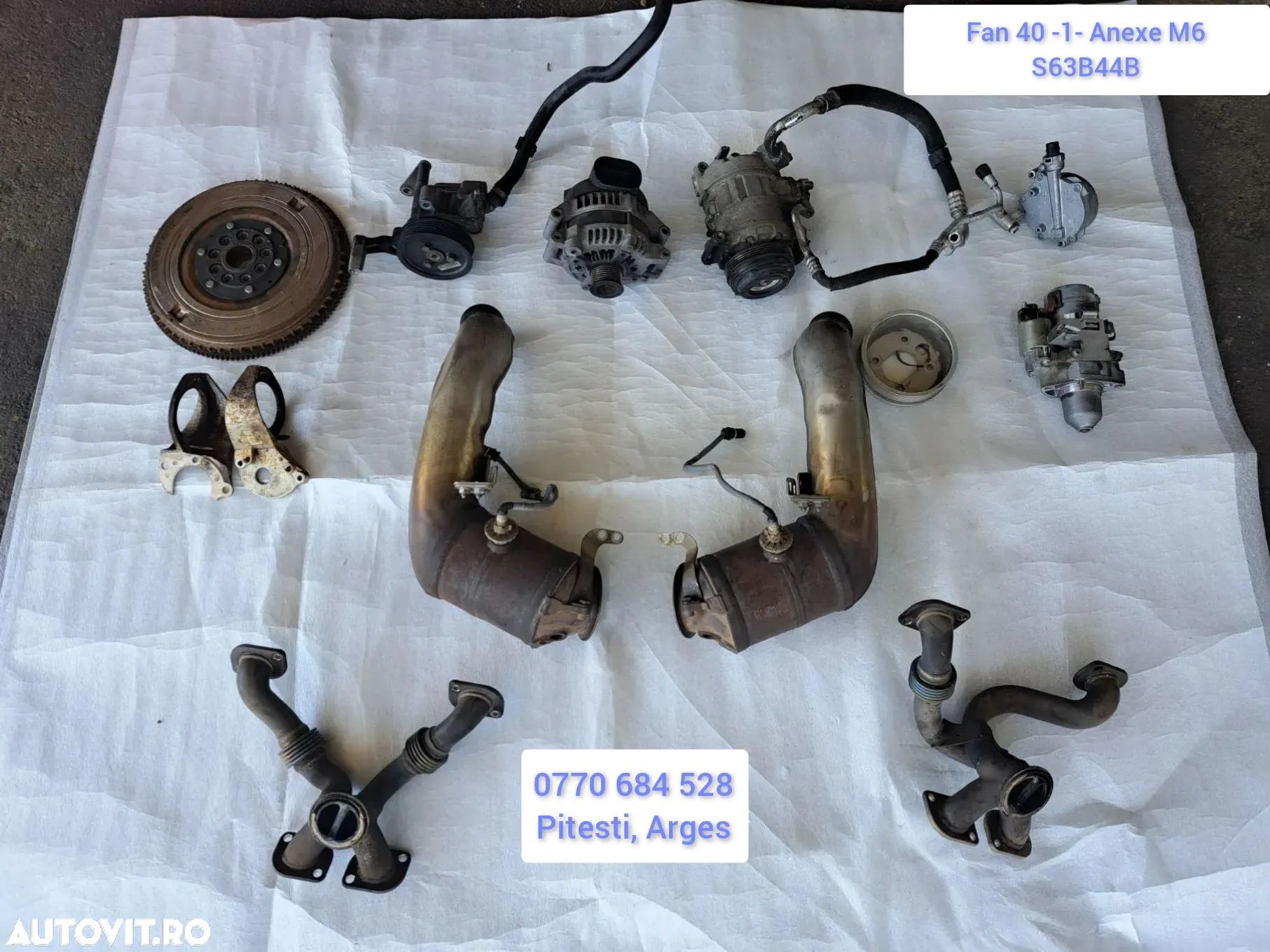 -1- Anexe motor BMW M6 S63B44B 4.4 benzina volanta cu masa dubla pompa servo compresor ac pompa vacuum eletromotor catalizator Seria 5 6 X5 X6 F - 1