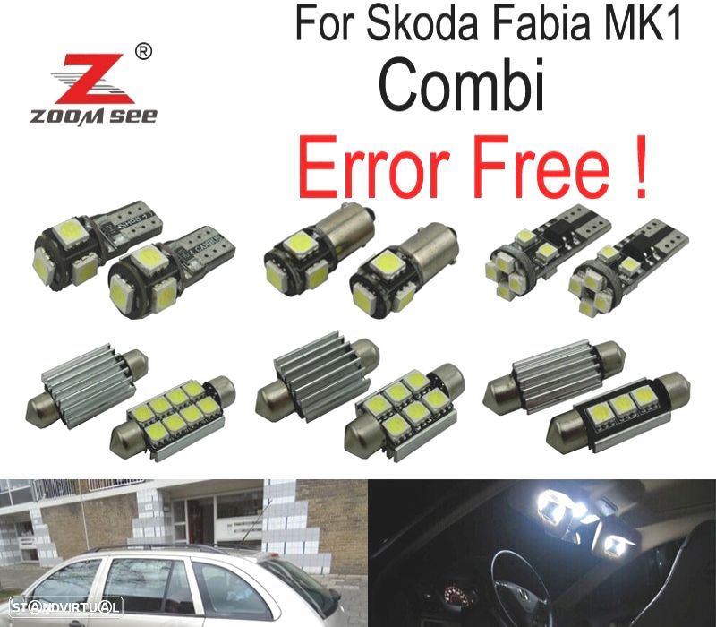 KIT COMPLETO DE 17 LÂMPADAS LED INTERIOR SKODA FABIA 1 MK1 MKI COMBI WAGON 99-07 - 1