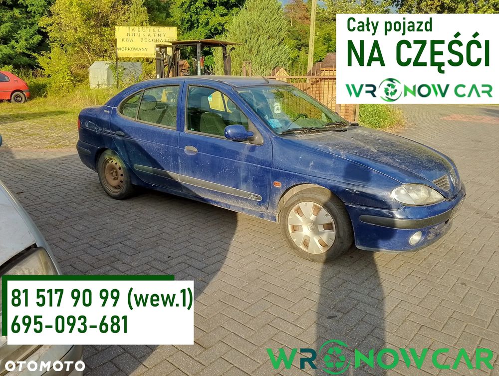 Renault Megane I FL (99-02.) 1.6 B 107KM. Silnik K4M700 Skrzynia JB3953  lakier OV460 - BLUE KING BC.Cały na części. GWARANCJA !!!  Przód Tył Zestaw Komplet Drzwi Klapa Zderzak Błotnik Maska Grill Atrapa Szyba Pas Lampa Lusterko Boczki Fotel Kanapa Kokpit Deska Rozdzielcza Przełącznik Włącznik Sterownik Przewody Wiązka Instalacja Moduł Komputer Czujnik Listwa Pompa Alternator Wtryski Głowica Rozrusznik Kompresor Sprzęgło Dwumas Silnik Skrzynia ABS Klimatyzacji Paliwa Wspomagania Kolektor Turbina Przepustnica Zawór Chłodnica Koło Hak Belka Sanki Zawieszenie Mcpherson Półoś Amortyzator Wydech Tłumik Zacisk Most - 1