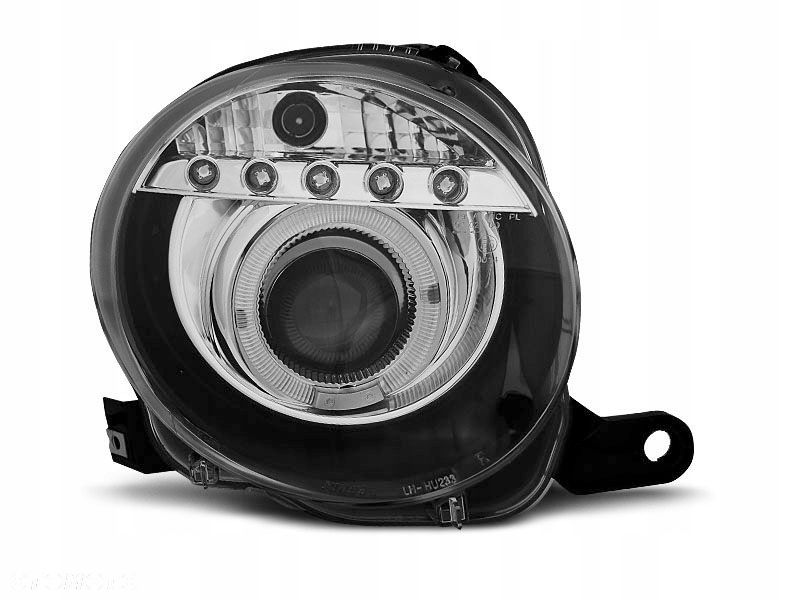 lampy reflektory fiat 500 07- black led ringi - 1