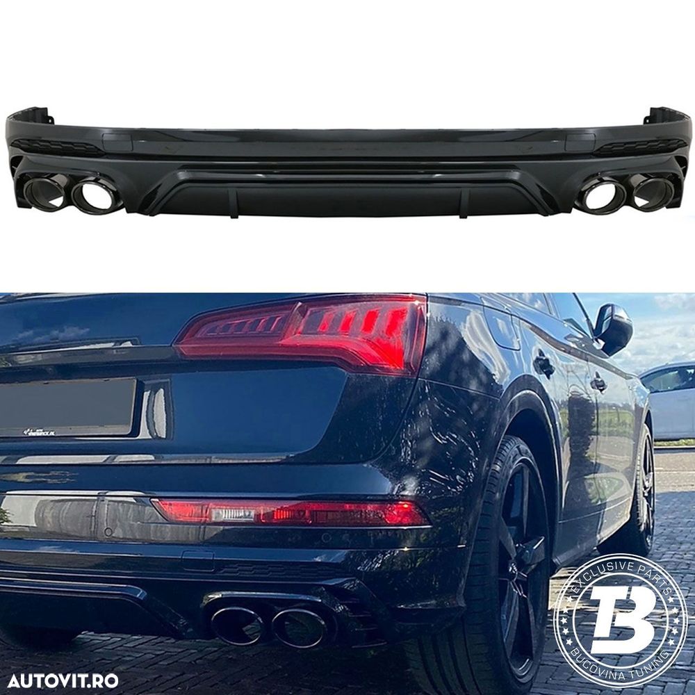 Difuzor Bara Spate cu Ornamente compatibil cu Audi Q5 FY SQ5 Design - 1