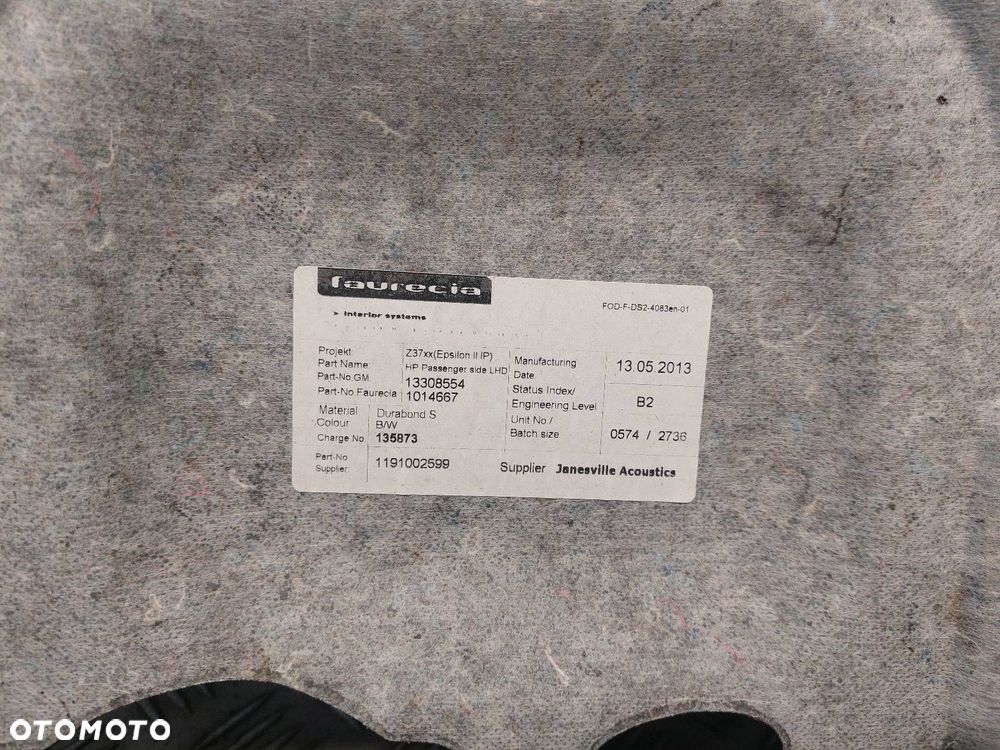 SCHOWEK PASAŻERA OPEL INSIGNIA A LIFT 1.6 T 13308550 13308554 1014668 - 7