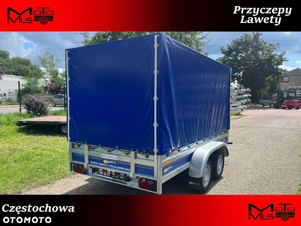 Inny Przyczepa VESTA LIGHT 30DA 300x150x37 cm z plandeka 2 osie dwuosiowa DMC 750 kg  spawana rama MOTOMUS CZĘSTOCHOWA