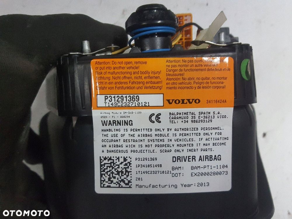 VOLVO V40 II 2 12-16r PODUSZKA AIRBAG KIEROWCY 31291369 - 6