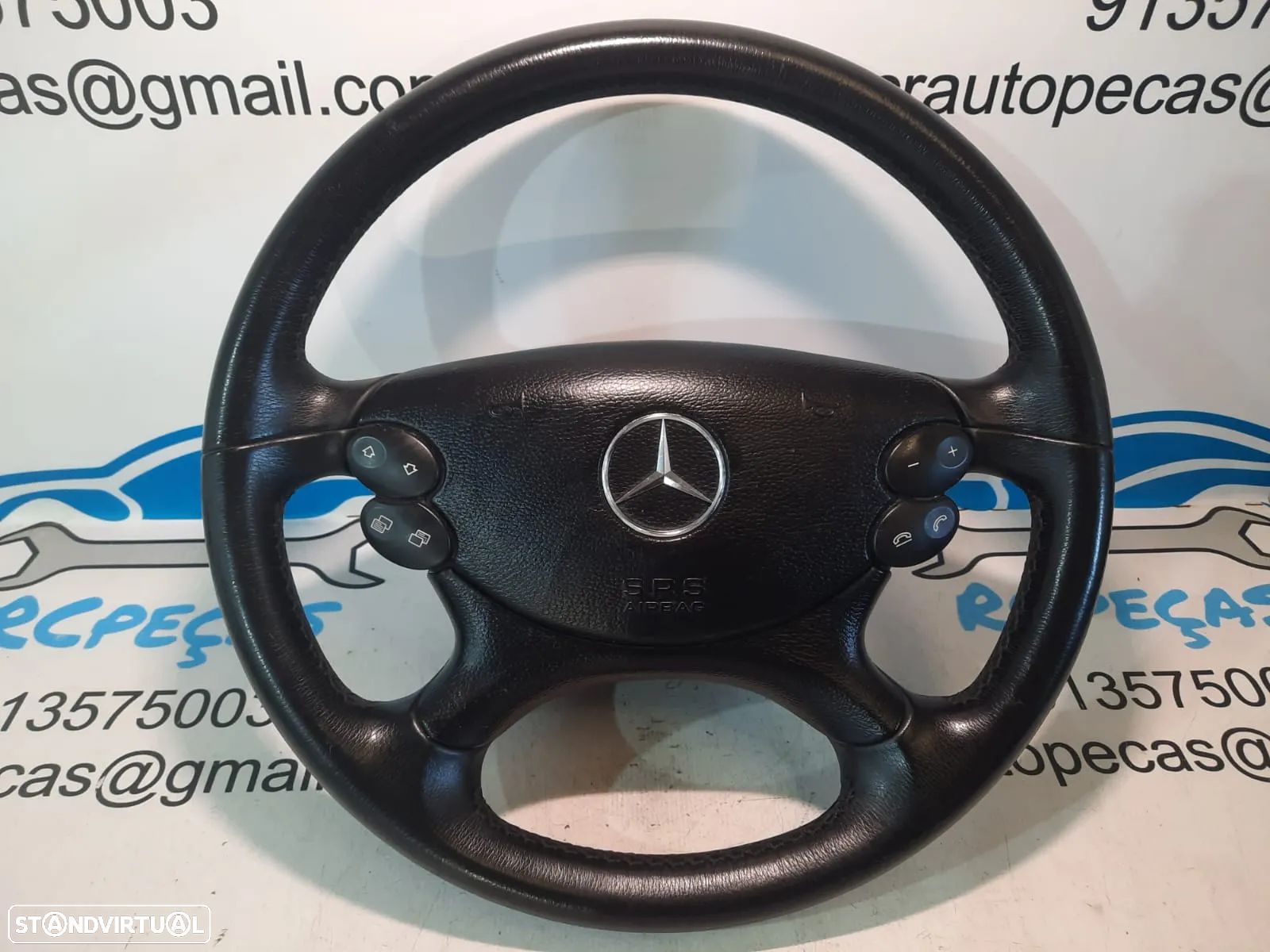 VOLANTE GUIADOR COMPLETO MERCEDES BENZ CLASS CLS C219 W219 A2304600503 2304600503 CLK C209 W209 PELE COMANDOS MULTIFUNÇÕES AIRBAG - 1