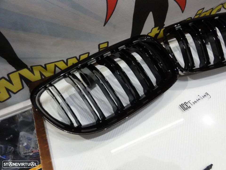 Grelha frontal em plástico para ABS para BMW E90 08-11 M4 look / dupla lâmina em preto piano brilhante - 3