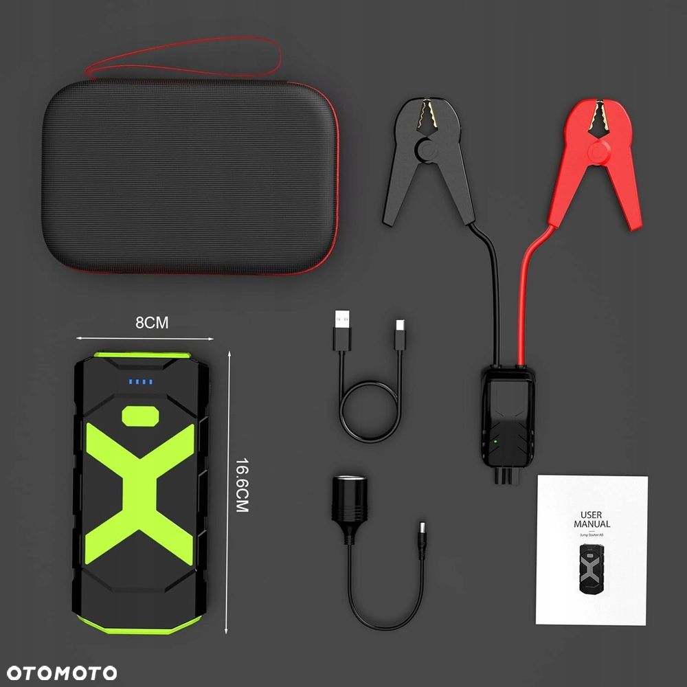 URZĄDZENIE ROZRUCHOWE BOOSTER DO SAMOCHODU ROZRUCH STARTER POWERBANK 12V 2000A - 2