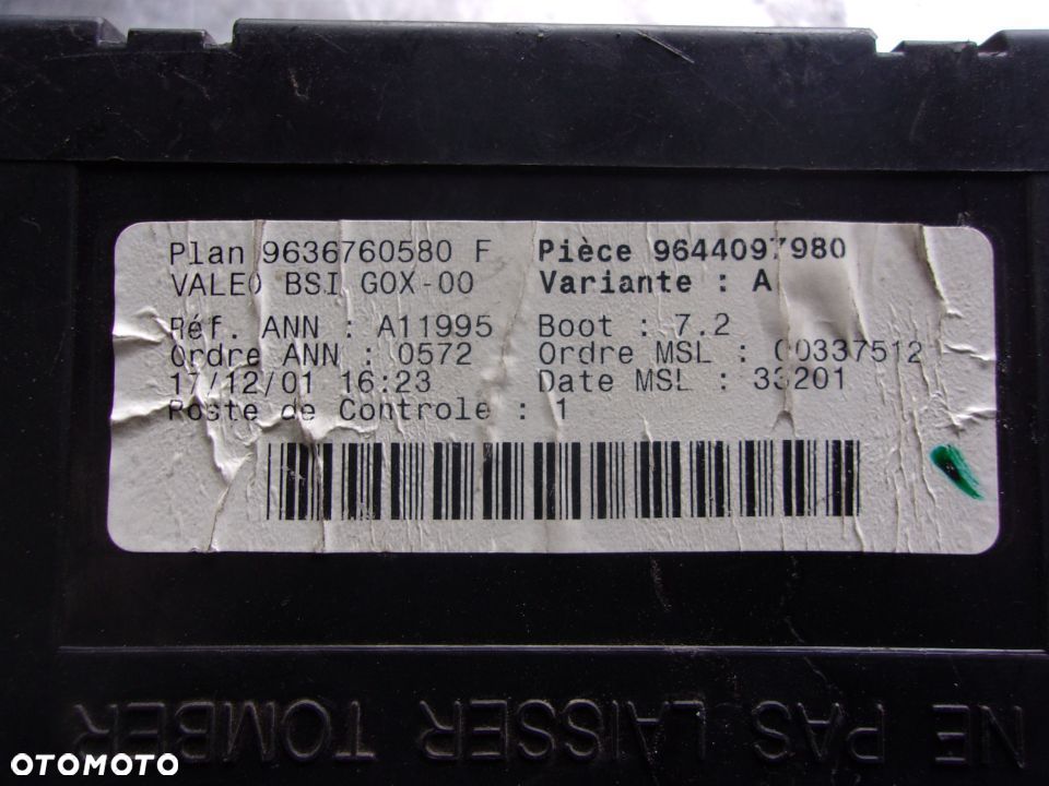 STEROWNIK MODUŁ BSI PEUGEOT 307 9644097980 - 3