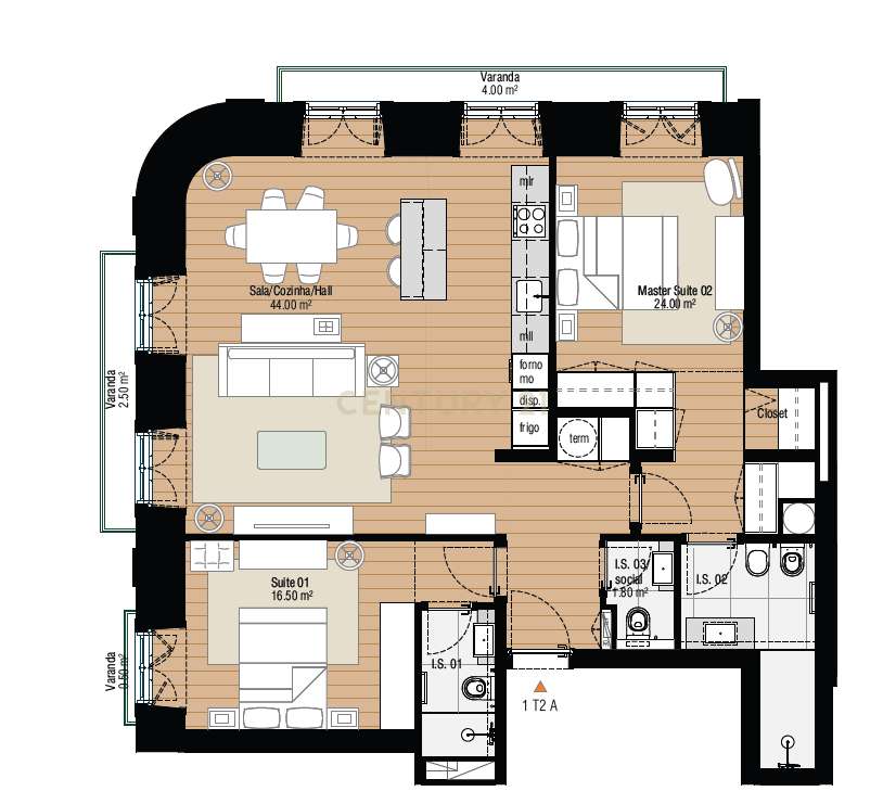 Elegante T2 com varanda luminosa e interiores amplos numa localização - Grande imagem: 2/15
