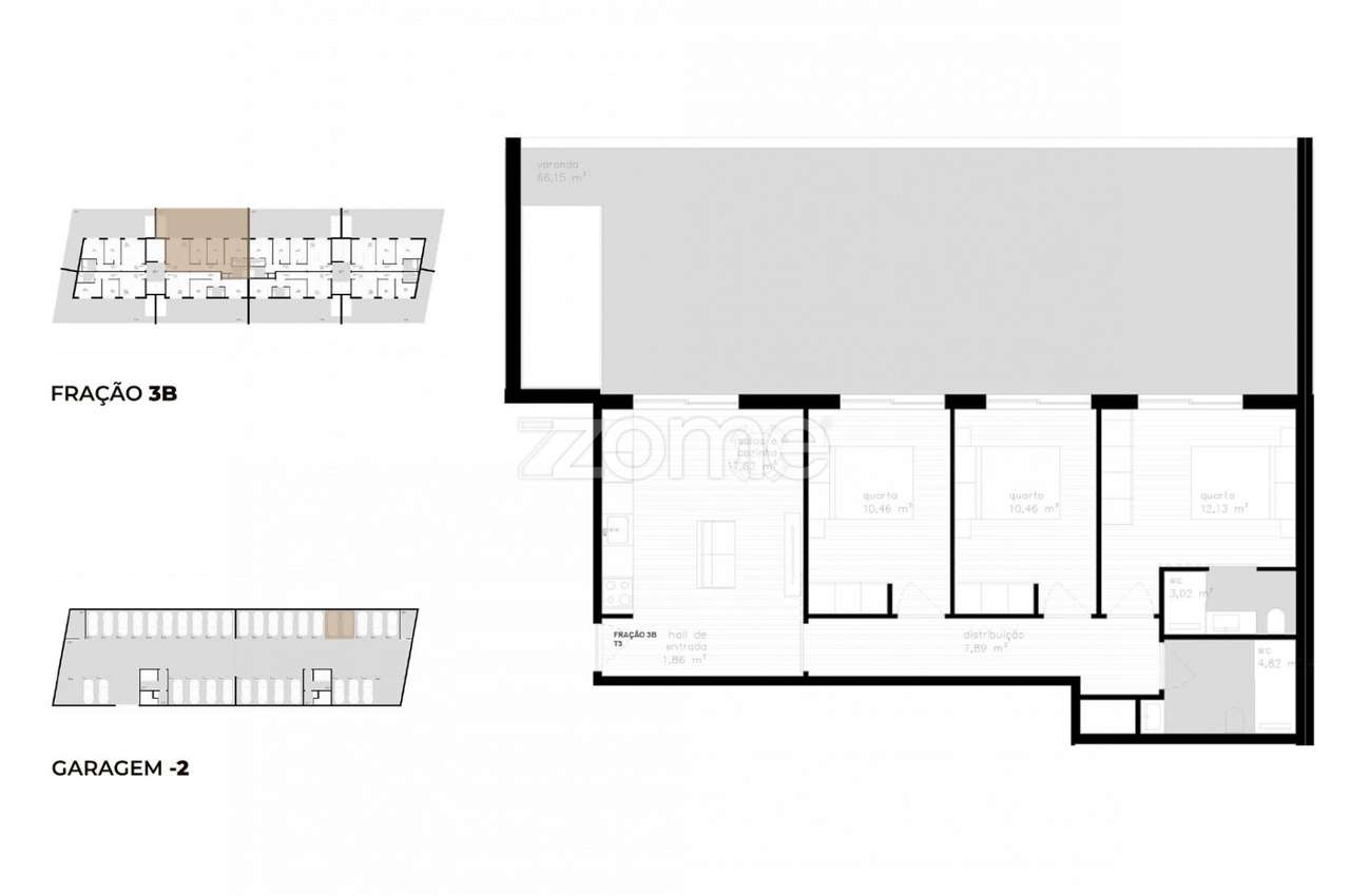 Apartamento T3 (3B) localizado no piso 3, com área total de 179.15 ... - Grande imagem: 3/23
