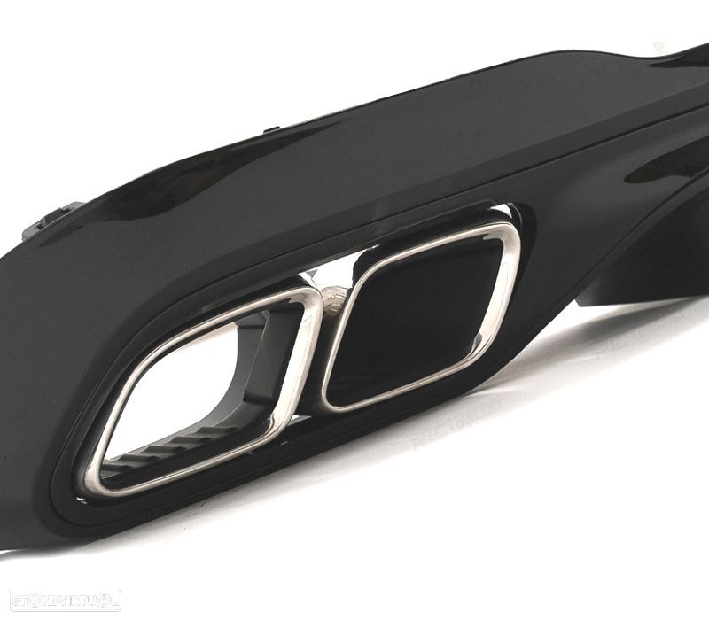 DIFUSOR MERCEDES W206 AMG 21- LOOK C63 + PONTEIRAS DE ESCAPE CROMADAS - 4