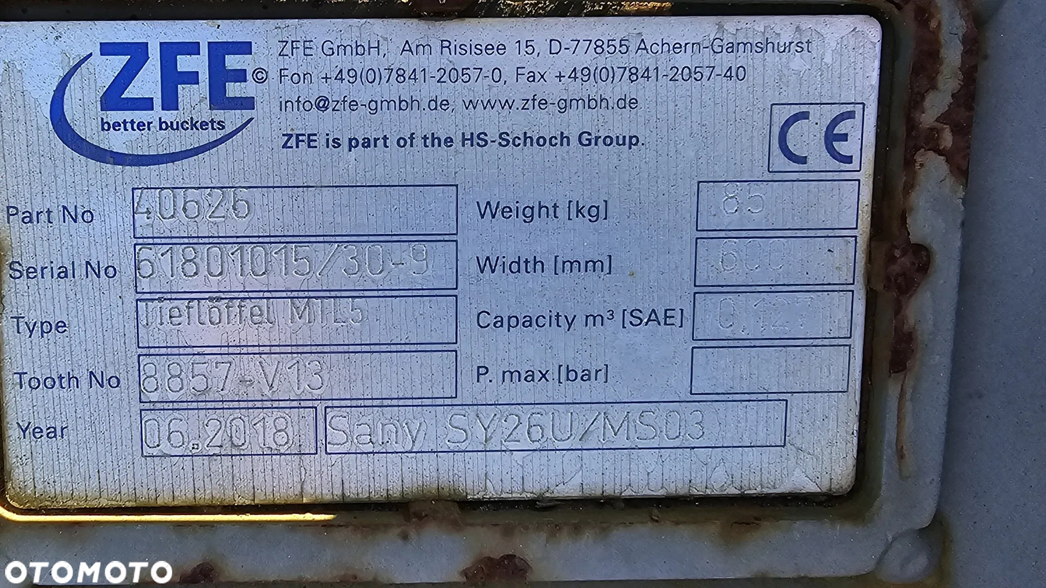 Łyżaka do koparki ZFE MTL 5 600 mm #54 - 3