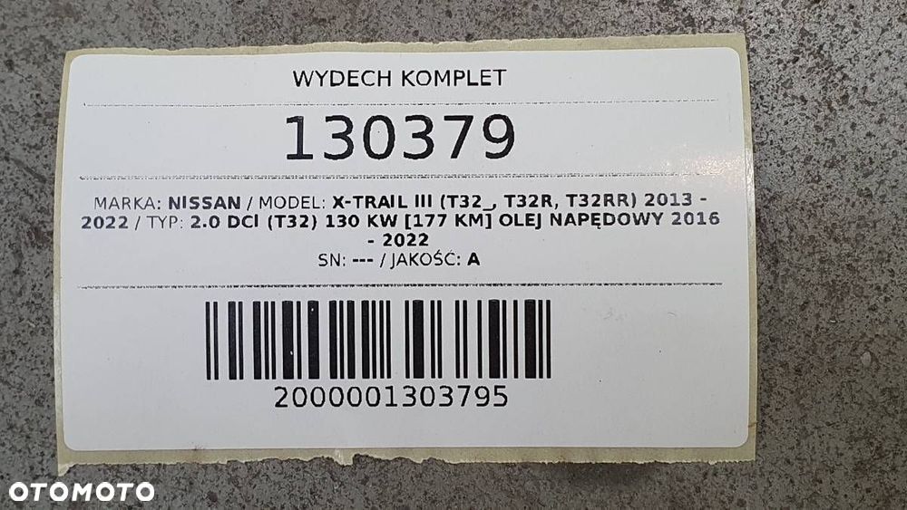 WYDECH TŁUMIK KOMPLET NISSAN X-TRAIL T32 III 2.0 DCI 177KM - 5