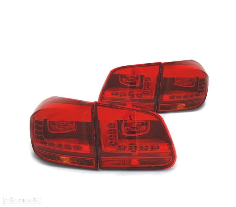 FAROLINS TRASEIROS PARA VOLKSWAGEN VW TIGUAN 11-16 LIGHT BAR FONDO VERMELHO CROMADO - 1
