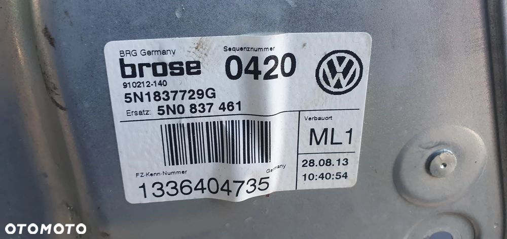 Mechanizm podnośnik szyby lewy przód przedni VW Tiguan I Lift 5N1837729G - 6