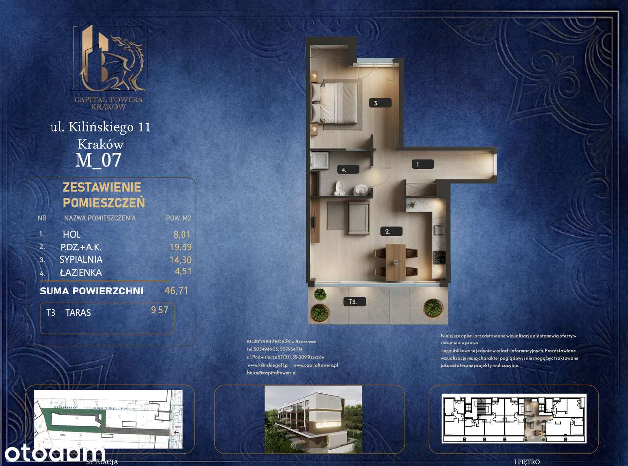 Nowe 2-pokojowe mieszkanie 46m² blisko centrum Krakowa Kilińskiego 11