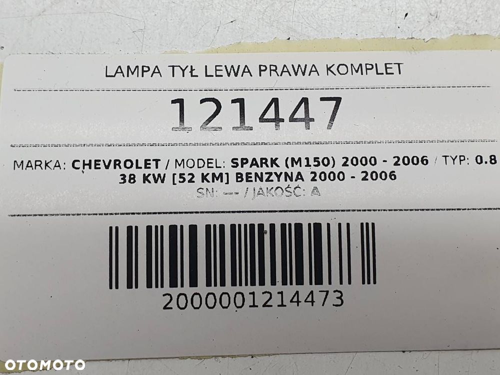 LAMPA TYŁ TYLNA LEWA PRAWA KOMPLET CHEVROLET SPARK I EU - 11