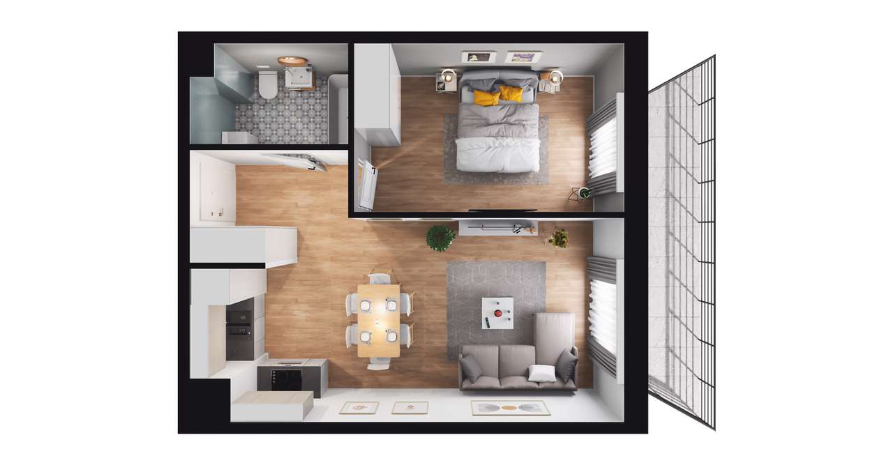 2-pokojowe mieszkanie 43m2 + balkon Bez Prowizji - Pełny obrazek: 2/23