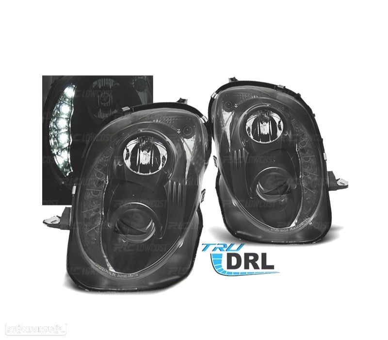 FARÓIS ALFA ROMEO MITO 08- LUZ DIURNA REAL FUNDO NEGRO - 1