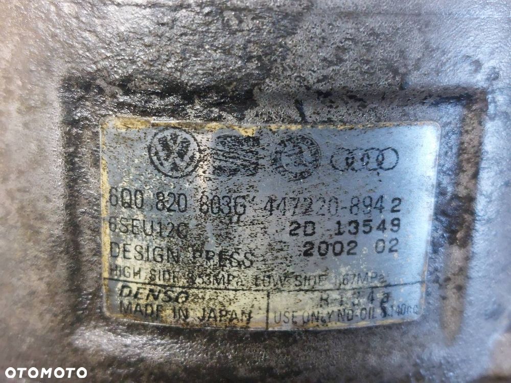 SPRĘŻARKA KOMPRESOR KLIMATYZACJI VOLKSWAGEN POLO IV 1.2 12V 6Q0820803G - 5