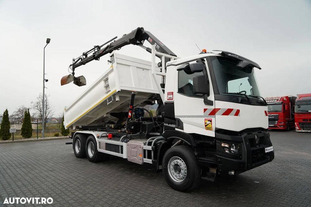 Renault C 430 / 6x4 / BASCUNĂ CU DOUĂ LATE / BASCUNĂ HIDRAULICĂ + HIAB 211 EP-3 HDS / EURO 6 / RADIOCOMANDĂ / ROTATOARE / CUPĂ - 7