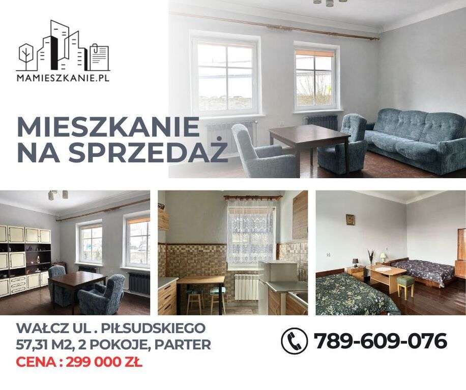 Wałcz, ul. Piłsudskiego – 2 pokoje, parter