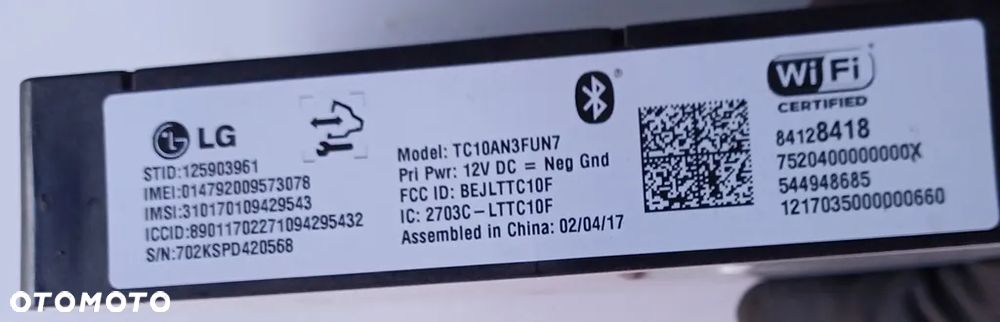 CHEVROLET CORVETTE C7 Z06 17r MODUŁ BLUETOOTH 84128418 - 3