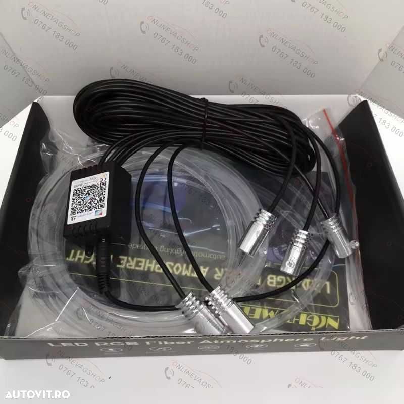 Lumina ambientala auto fir neon Led RGB  cu 5 capete Aplicatie telefon - 5
