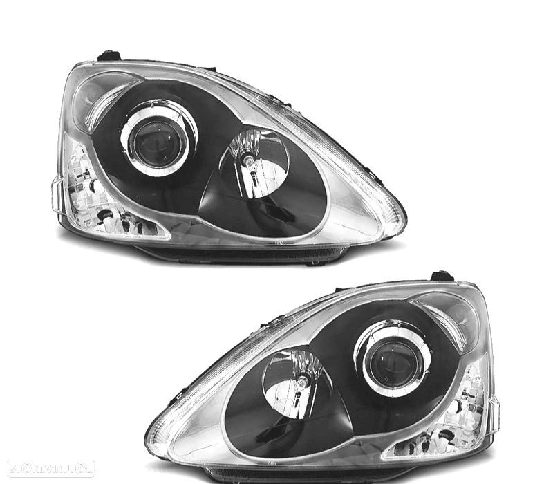 FARÓIS HONDA CIVIC 01-06 COM PROJECTOR FUNDO PRETO - 1
