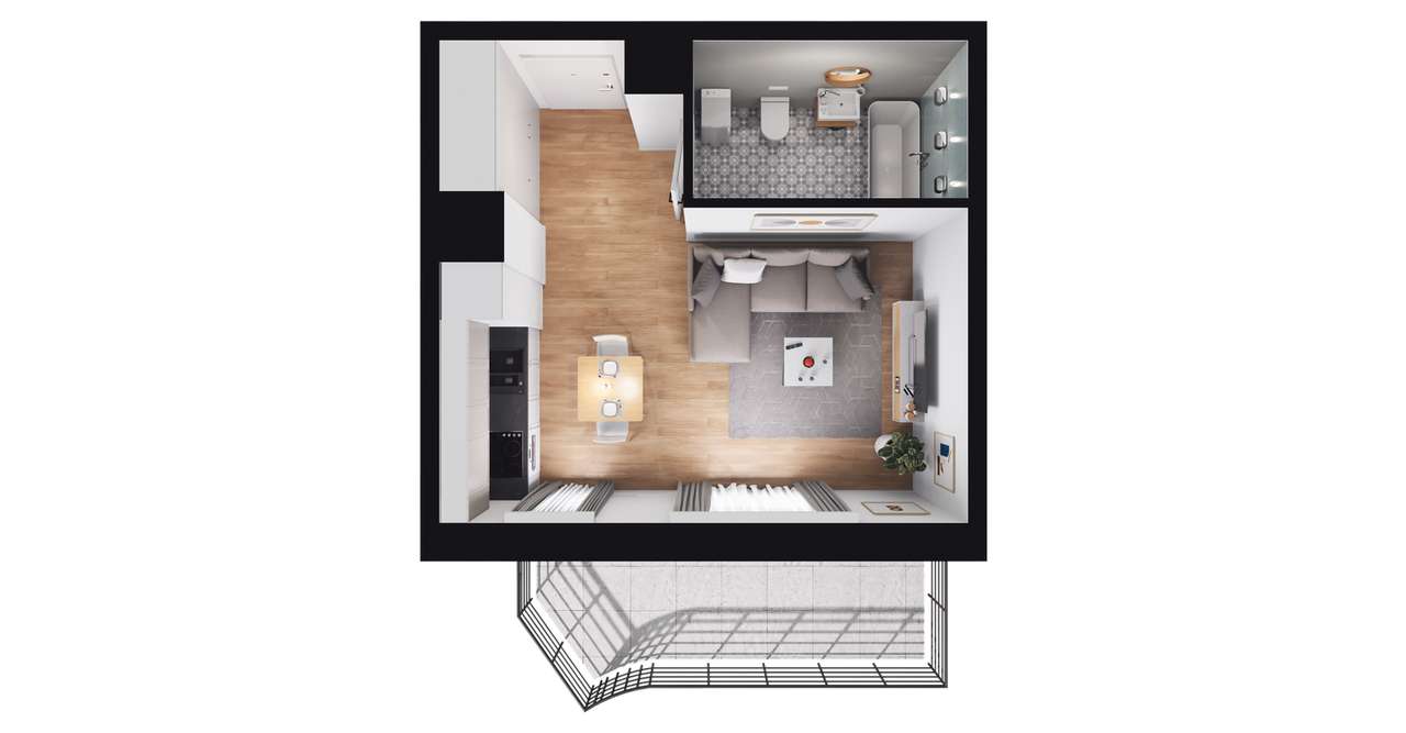 1-pokojowe mieszkanie 25m2 + balkon