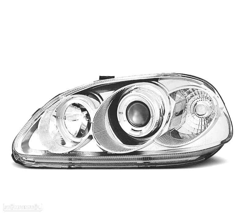 FARÓIS HONDA CIVIC 99-01 OLHOS DE ANJO FUNDO CROMADO - 2