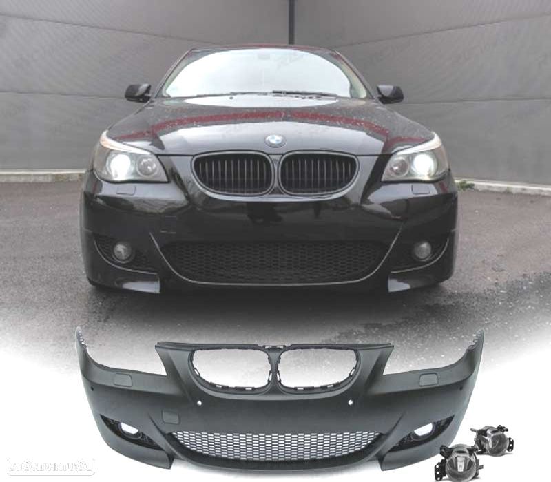 PÁRA-CHOQUES FRONTAL BMW E60 E61 03-07 LOOK M5 PDC + FARÓIS NEVOEIRO - 1