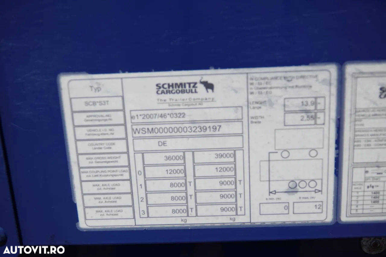 Schmitz Cargobull CORTINĂ / VARIOS / 385/55 R22.5 / ACOPERIȘ RALĂTIBIL - 25