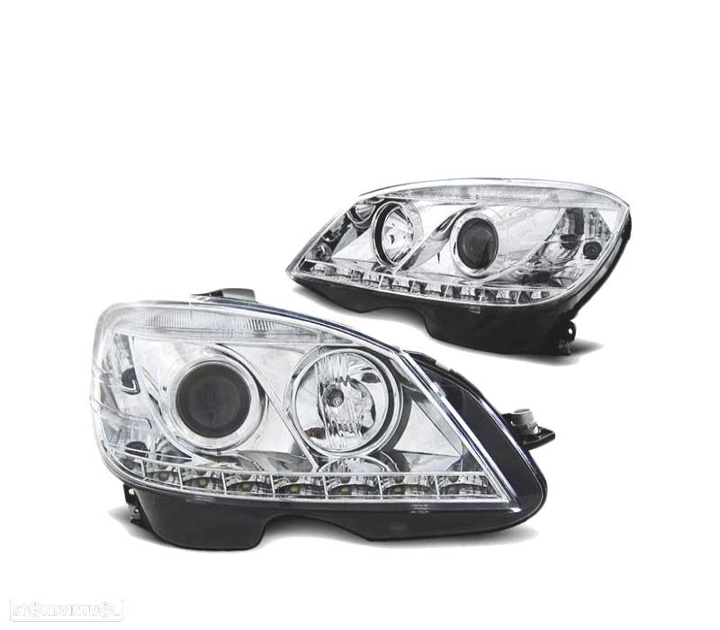 FARÓIS LED PARA MERCEDES W204 07-10 CHROME CROMADO - 2